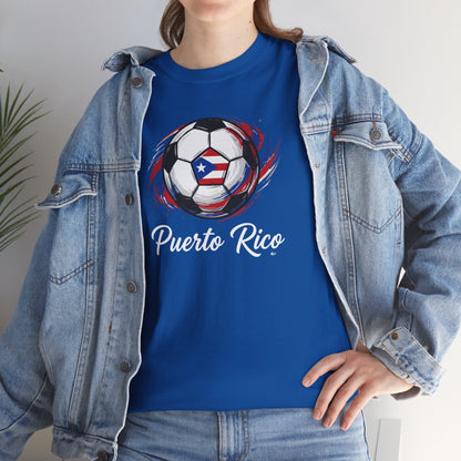 Puerto Rico Soccer Ball Flag | Unisex Heavy Cotton T-Shirt