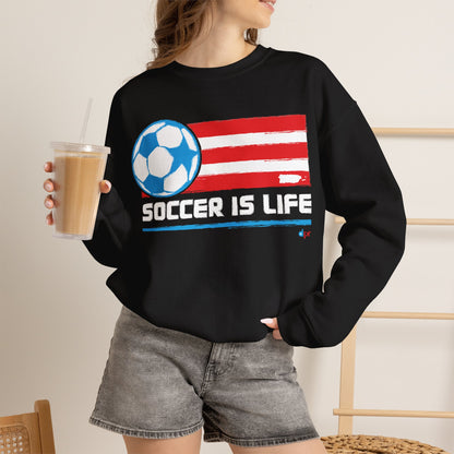 Soccer Is Life Puerto Rican Soccer Crewneck Sweatshirt | Unisex Heavy Blend™ Soccer Player & Fan Gift