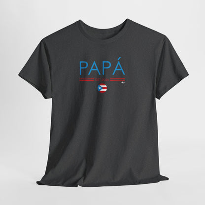 Papá EST. 2026 Puerto Rican Flag Unisex Heavy Cotton Tee