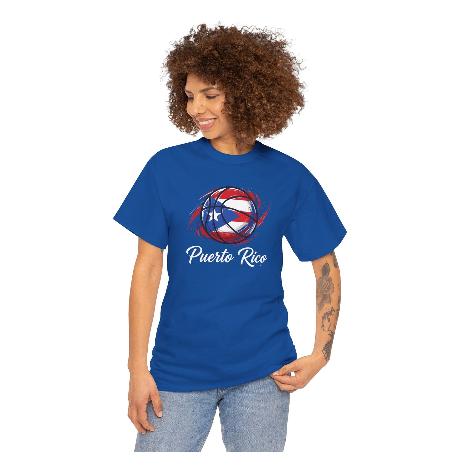 Puerto Rico Basketball Flag 2 | Unisex Heavy Cotton T-Shirt