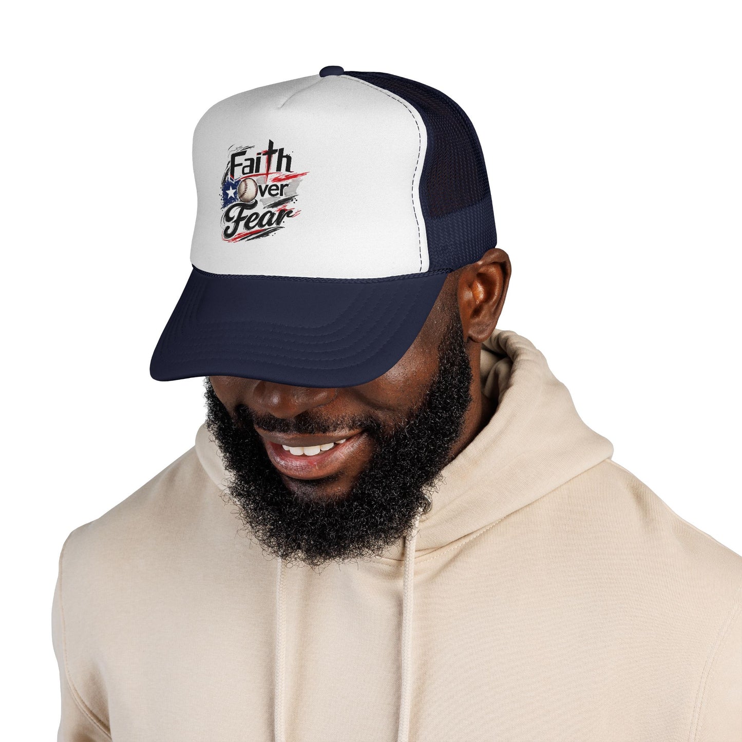 Faith Over Fear Puerto Rican Flag Baseball Trucker Caps FREE SHIPPING