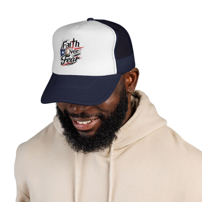 Faith Over Fear Puerto Rican Flag Baseball Trucker Caps FREE SHIPPING