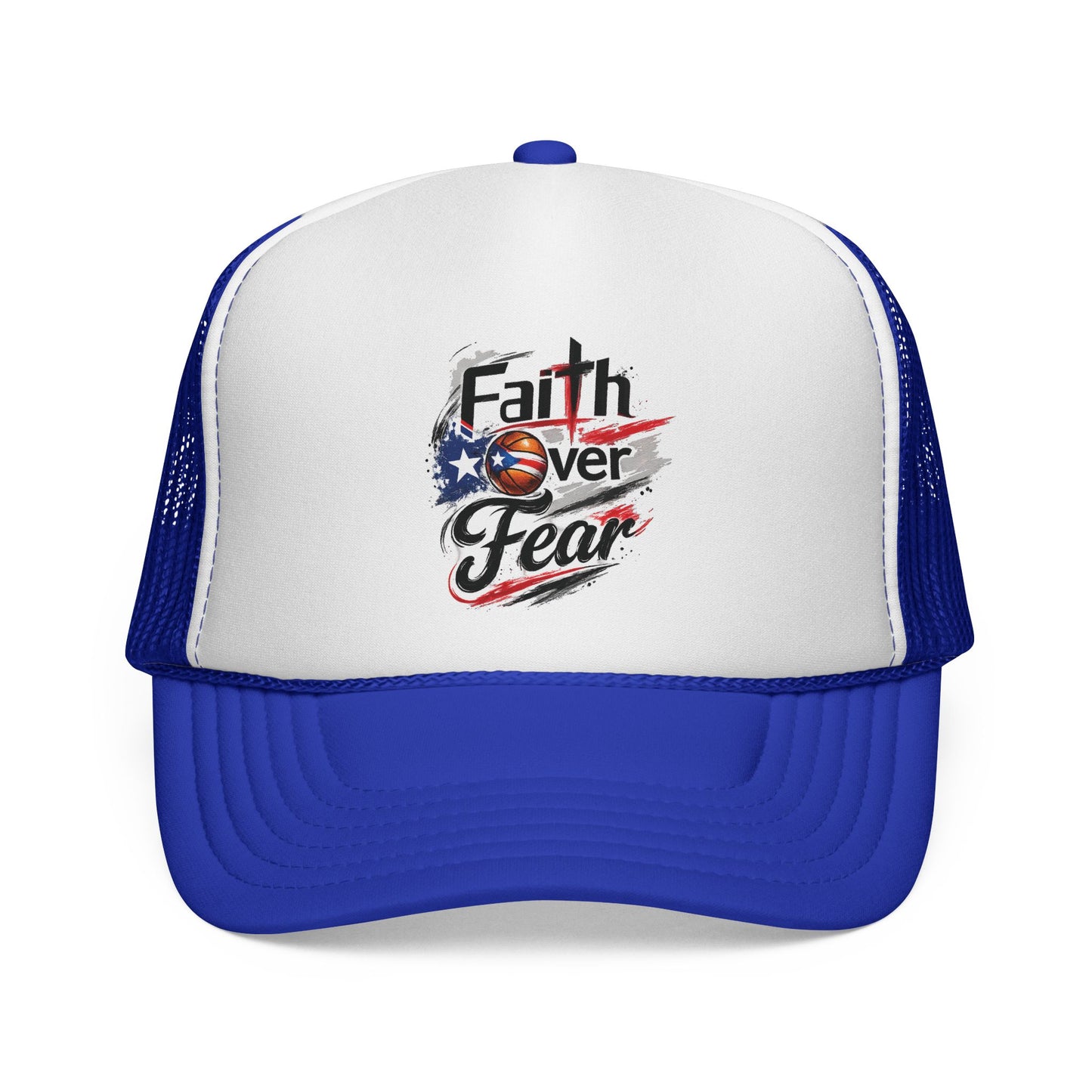Faith Over Fear Christian Basketball | Puerto Rican Flag Trucker Caps FREE SHIPPING