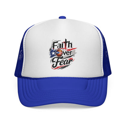 Faith Over Fear Christian Basketball | Puerto Rican Flag Trucker Caps FREE SHIPPING