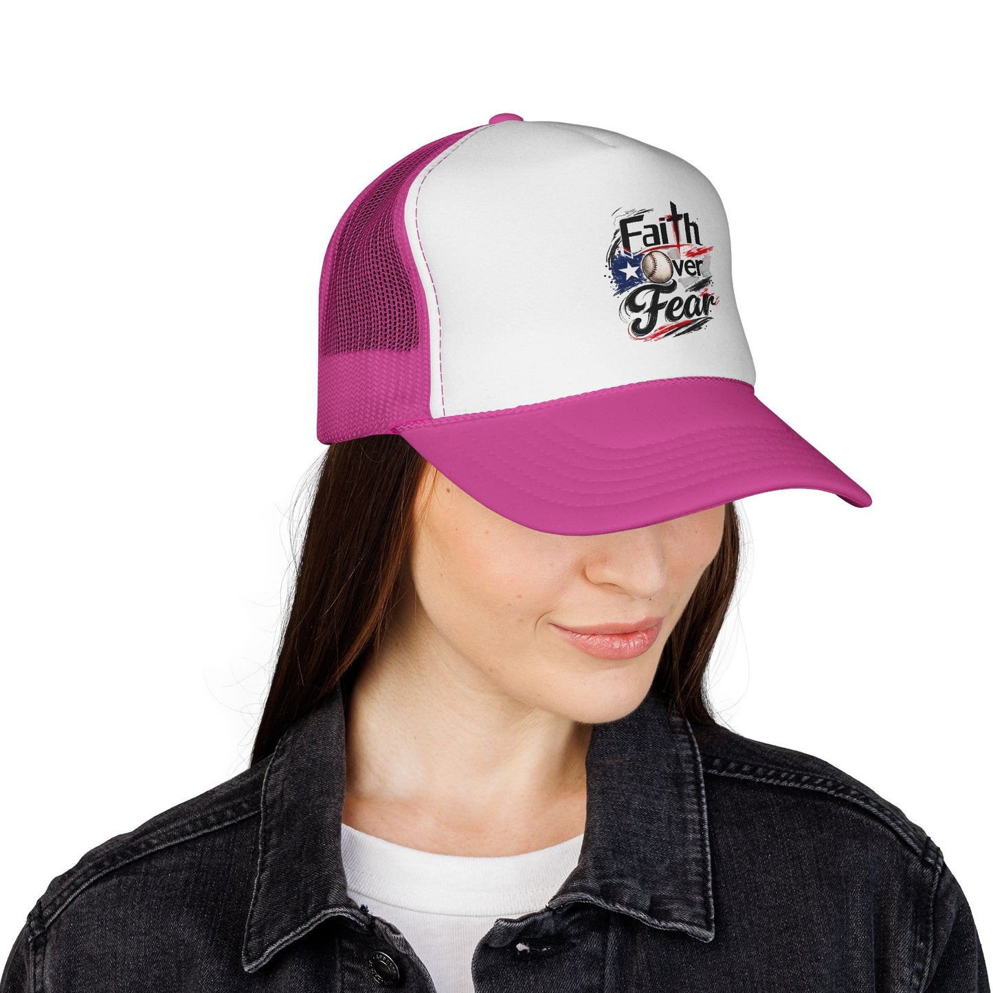 Faith Over Fear Puerto Rican Flag Baseball Trucker Caps FREE SHIPPING
