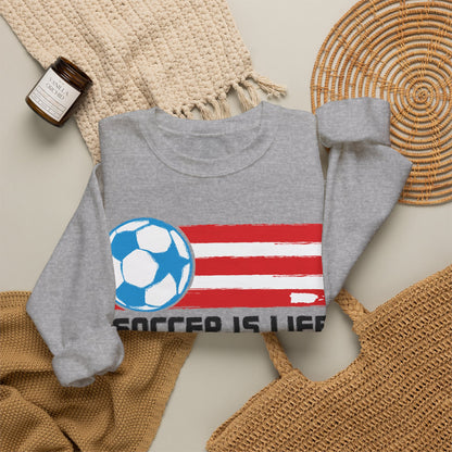 Soccer Is Life Puerto Rican Soccer Crewneck Sweatshirt | Unisex Heavy Blend™ Soccer Player & Fan Gift