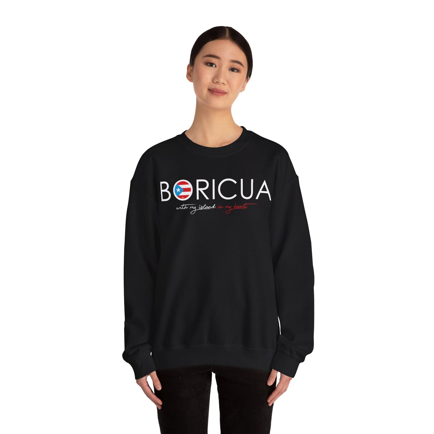 With my island in my Heart Unisex Heavy Blend™ Crewneck Sweaters