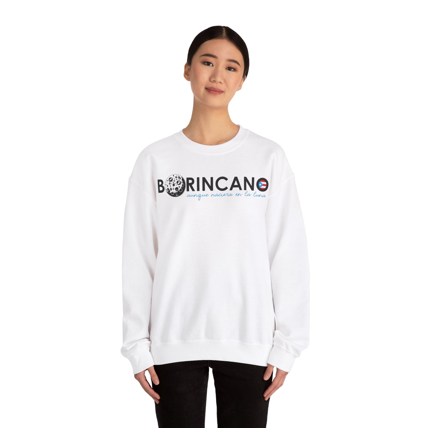 BORINCANO aunque naciera en la luna Unisex Heavy Blend™ Crewneck Sweaters
