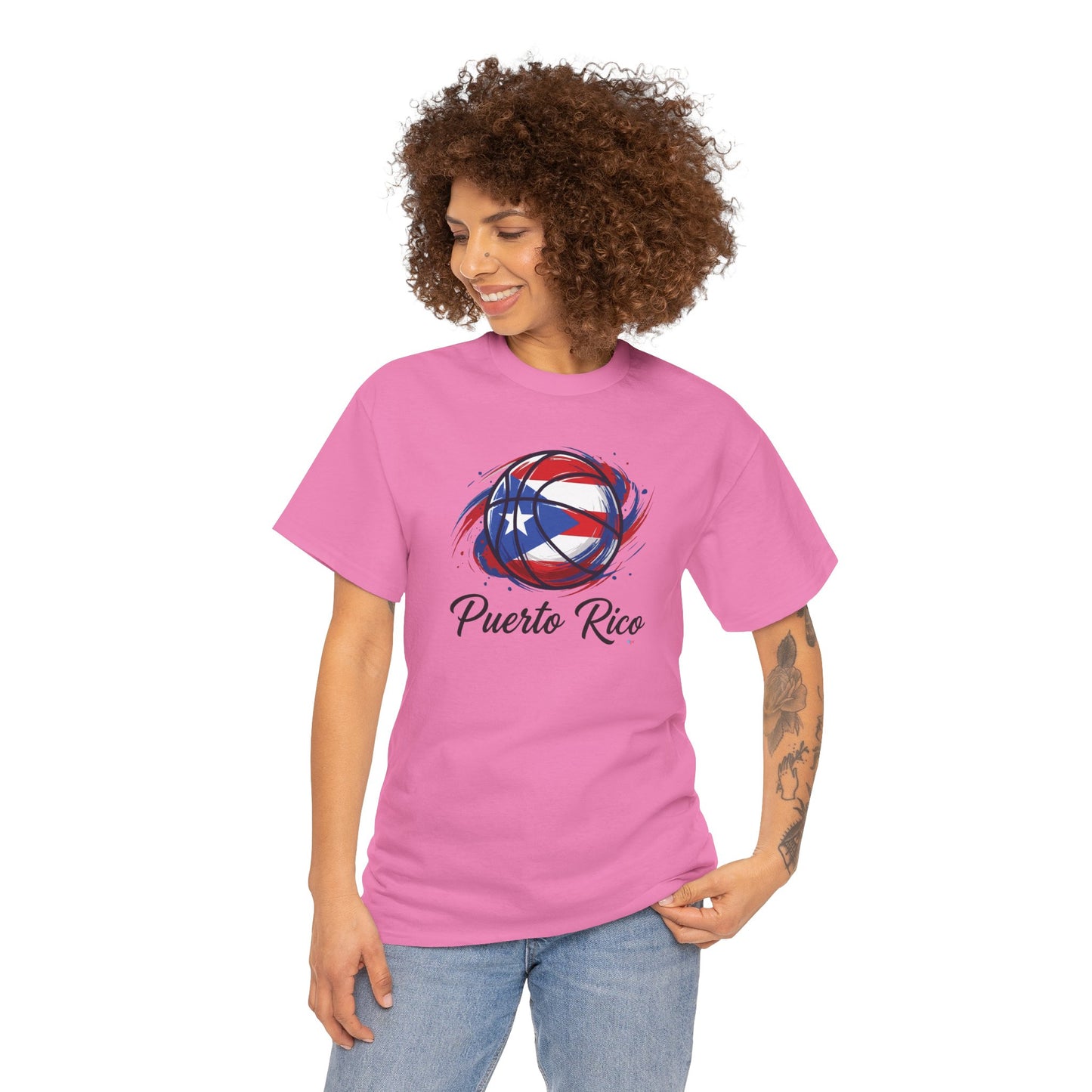 Puerto Rico Basketball Flag 2 | Unisex Heavy Cotton T-Shirt