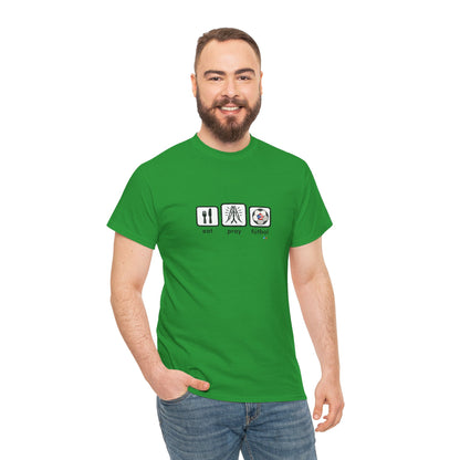 Eat Pray Fútbol Graphic Tee | Puerto Rican Flag Soccer Shirt | Unisex Heavy Cotton T-Shirt
