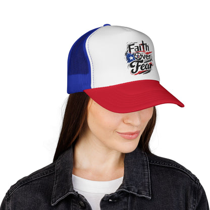 Faith Over Fear Puerto Rican Flag Soccer Ball Trucker Caps FREE SHIPPING