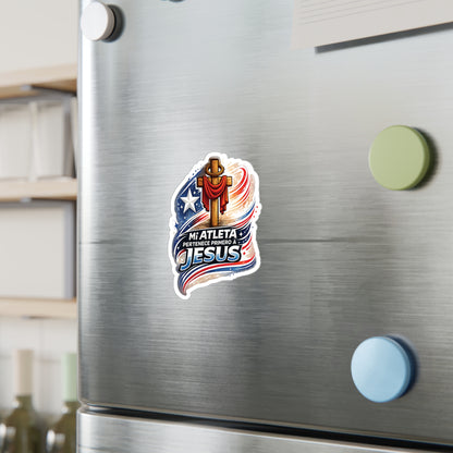 Mi Atleta Pertenece Primero a Jesús | Puerto Rico Faith Cross Waterproof Kiss-Cut Vinyl Decal