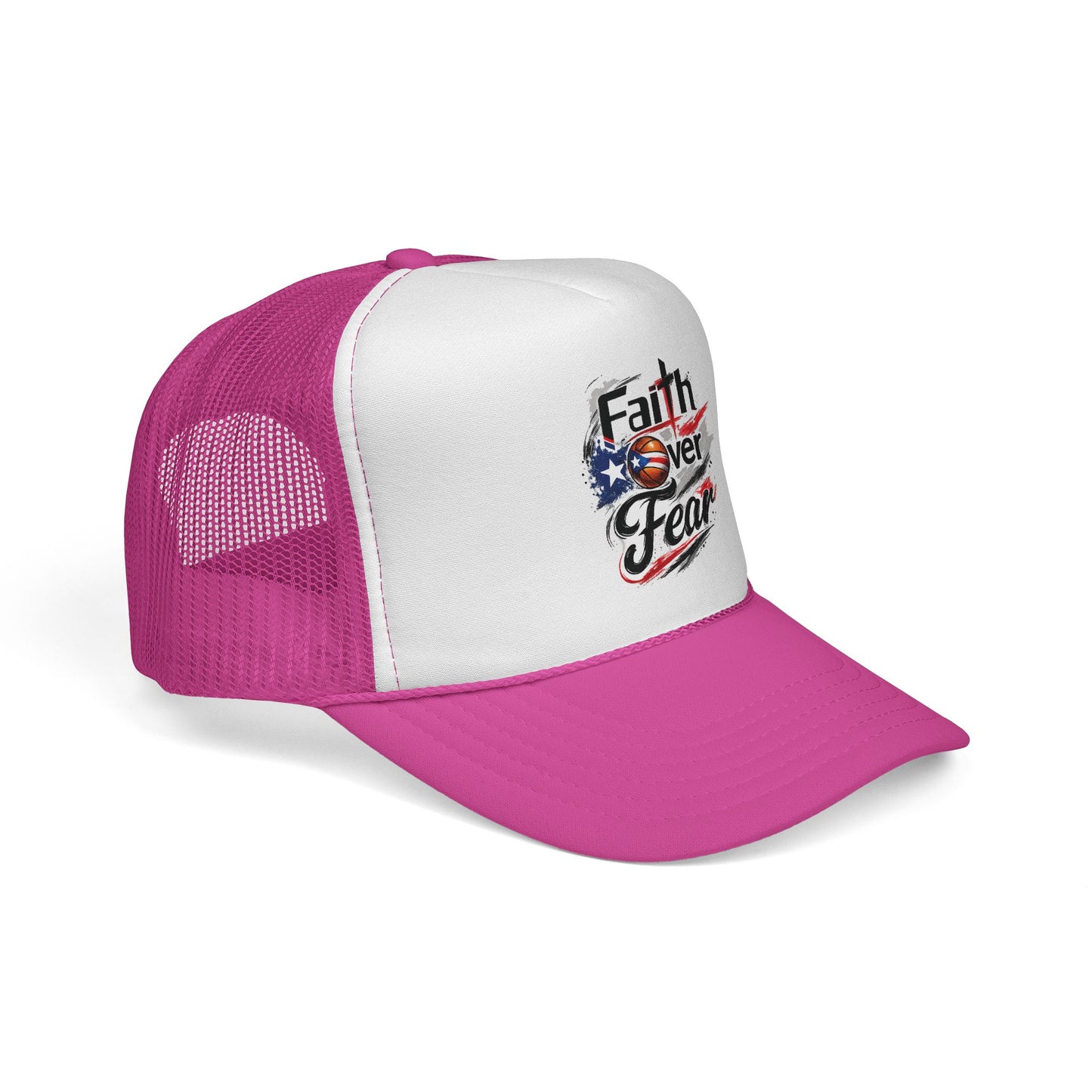 Faith Over Fear Christian Basketball | Puerto Rican Flag Trucker Caps FREE SHIPPING