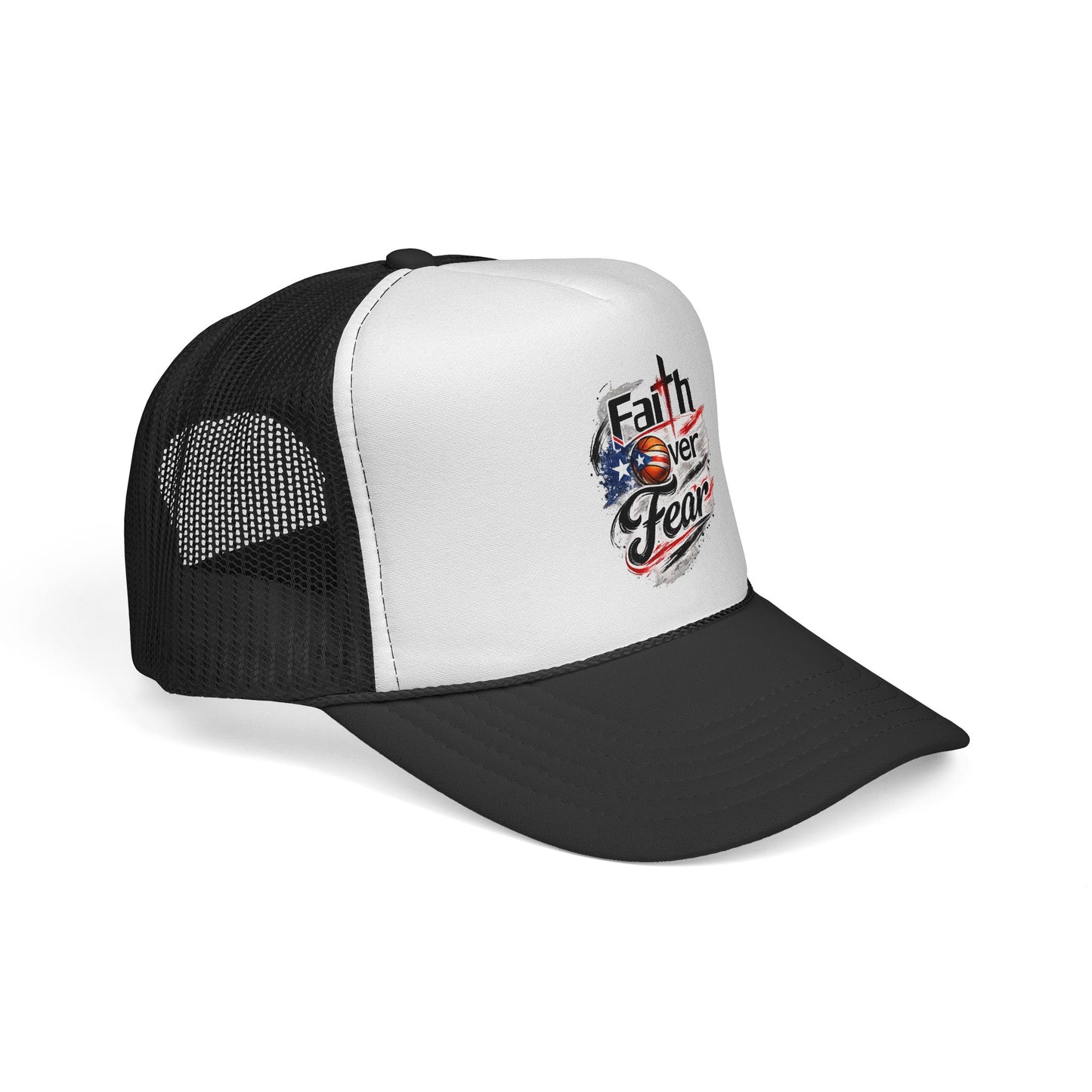 Faith Over Fear Christian Basketball | Puerto Rican Flag Trucker Caps FREE SHIPPING