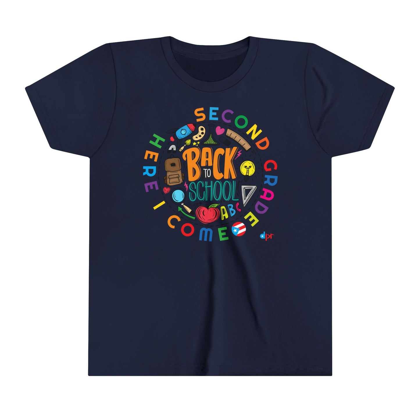 Second Grade Here I Come Back to Shool Boricua Youth Short Sleeve Tee