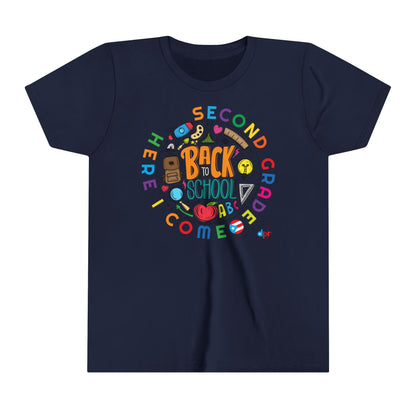 Second Grade Here I Come Back to Shool Boricua Youth Short Sleeve Tee