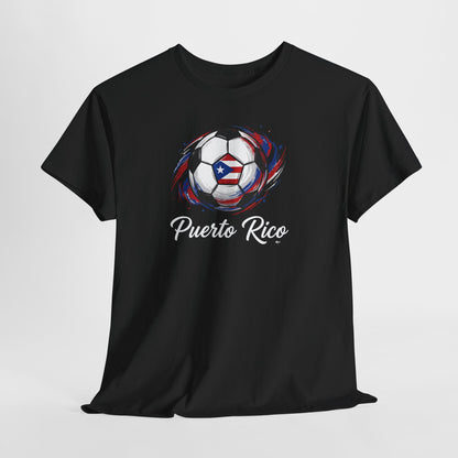 Puerto Rico Soccer Ball Flag | Unisex Heavy Cotton T-Shirt