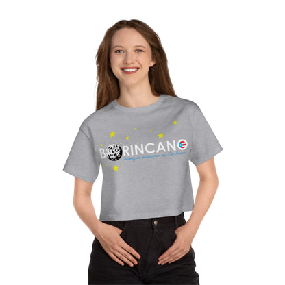 BORINCANO aunque naciera en la luna STARS Flowy Cropped Tee