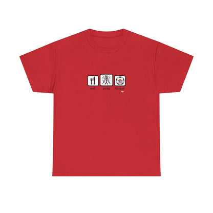 Eat Pray Fútbol Graphic Tee | Puerto Rican Flag Soccer Shirt | Unisex Heavy Cotton T-Shirt