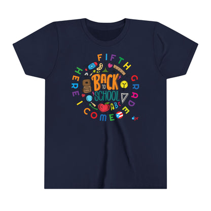 Fifth Grade Here I Come Back to Shool Boricua Youth Short Sleeve Tee
