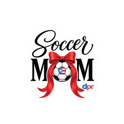 Soccer Mom Boricua Red Bow Puerto Rican Flag Waterproof Kiss-Cut Vinyl Decal