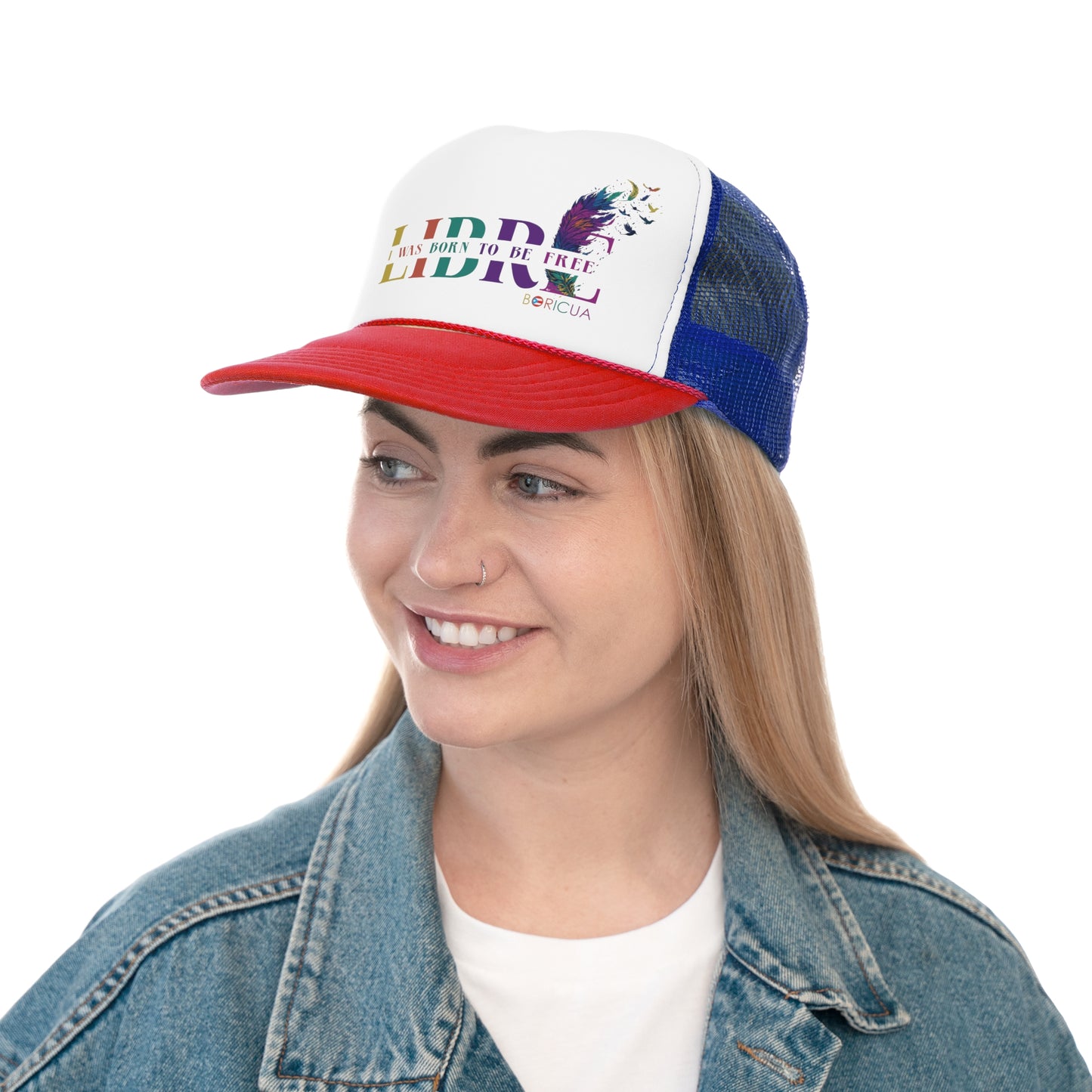 Libre I Was Born to be Free Puerto Rican Pride Trucker Caps FREE SHIPPING