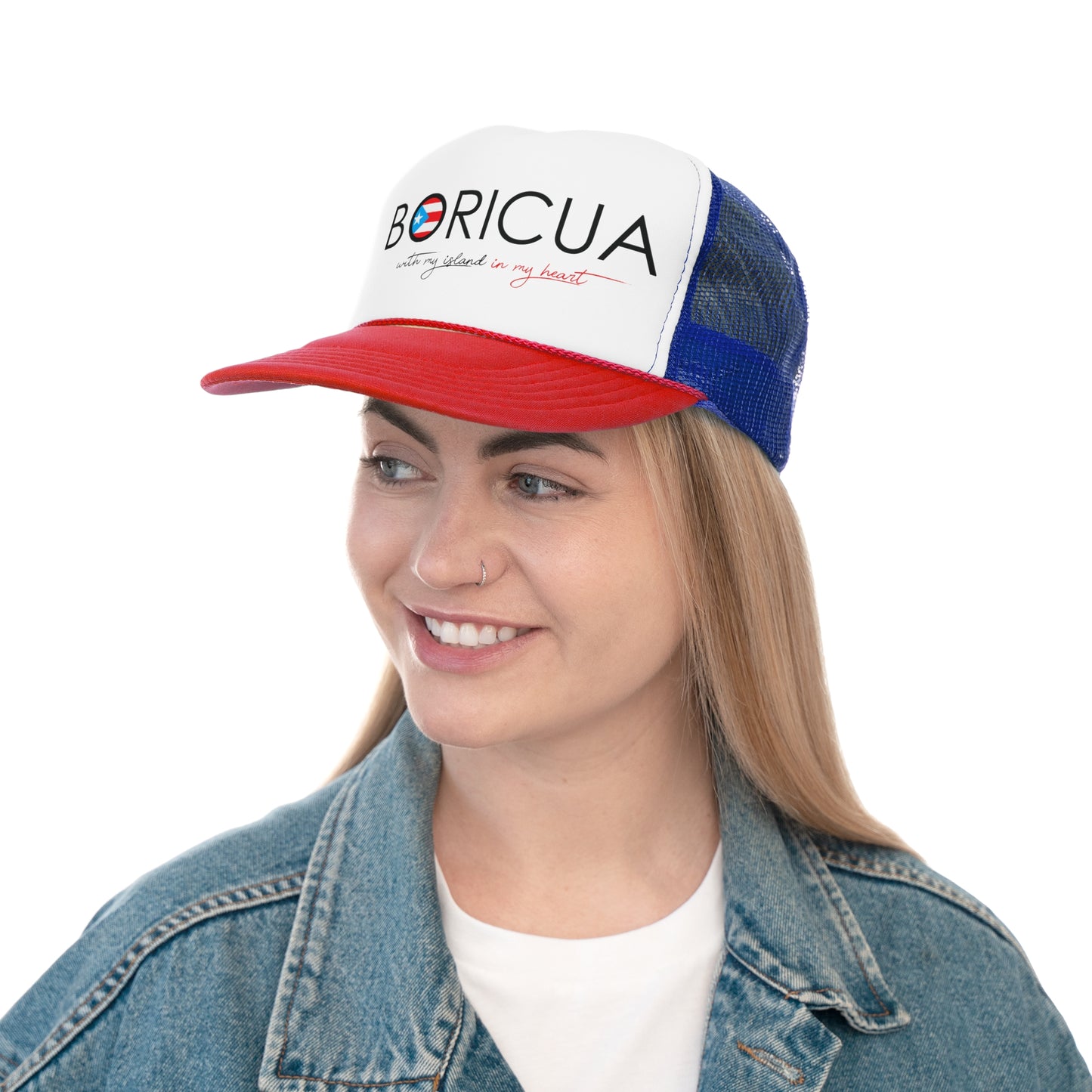 Boricua with my Island in my Heart Puerto Rican Pride Trucker Caps FREE SHIPPING