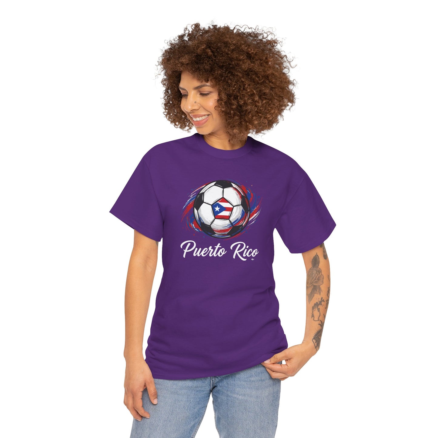 Puerto Rico Soccer Ball Flag | Unisex Heavy Cotton T-Shirt