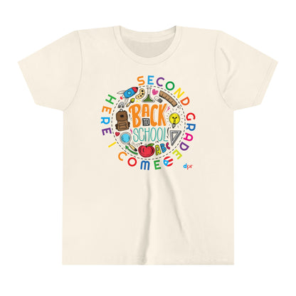 Second Grade Here I Come Back to Shool Boricua Youth Short Sleeve Tee