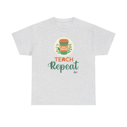 Coffee Teach Repeat - Back to School Boricua Teacher Heavy Cotton Tee