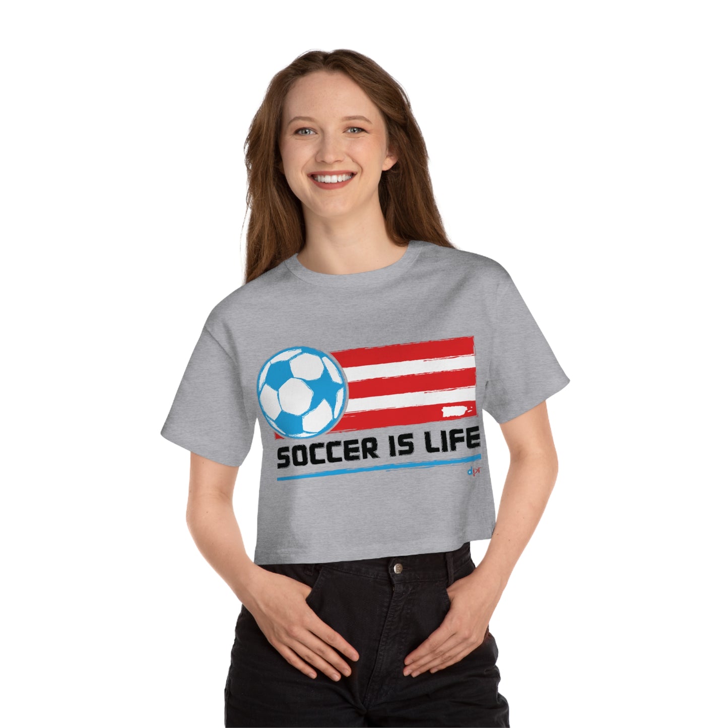 Puerto Rico Soccer Is Life Women's Flowy Cropped Tee | Boricua Soccer Shirt