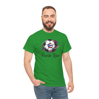 Puerto Rico Soccer Ball Flag | Unisex Heavy Cotton T-Shirt