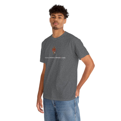Mi Atleta Pertenece Primero a Jesús | Puerto Rico Faith Cross Soccer ball Unisex Heavy Cotton Tee