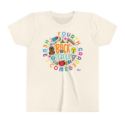 Fourth Grade Here I Come Back to Shool Boricua Youth Short Sleeve Tee
