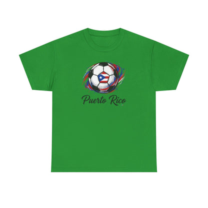 Puerto Rico Soccer Ball Flag | Unisex Heavy Cotton T-Shirt
