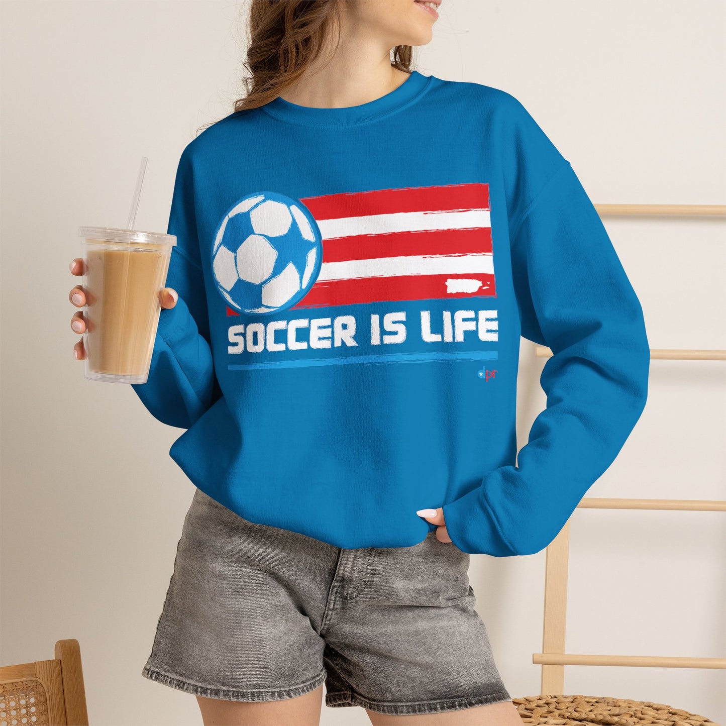 Soccer Is Life Puerto Rican Soccer Crewneck Sweatshirt | Unisex Heavy Blend™ Soccer Player & Fan Gift