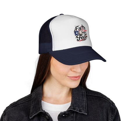 Faith Over Fear Puerto Rican Flag Baseball Trucker Caps FREE SHIPPING
