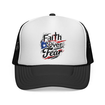 Faith Over Fear Puerto Rican Flag Soccer Ball Trucker Caps FREE SHIPPING