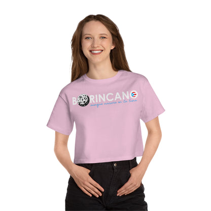 BORINCANO aunque naciera en la luna Flowy Cropped Tee
