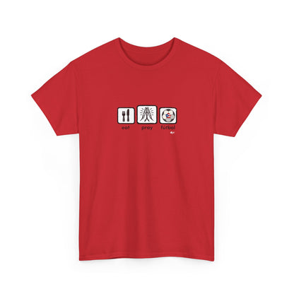 Eat Pray Fútbol Graphic Tee | Puerto Rican Flag Soccer Shirt | Unisex Heavy Cotton T-Shirt