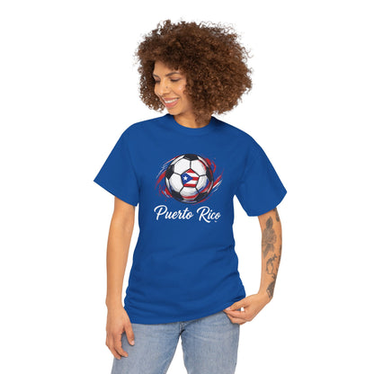 Puerto Rico Soccer Ball Flag | Unisex Heavy Cotton T-Shirt