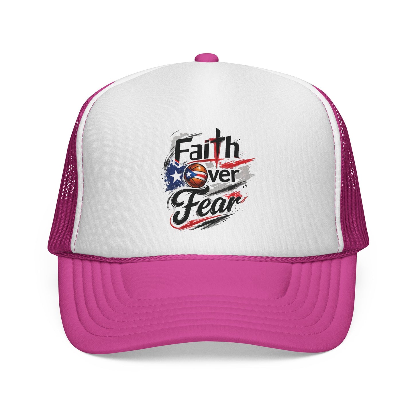 Faith Over Fear Christian Basketball | Puerto Rican Flag Trucker Caps FREE SHIPPING