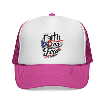 Faith Over Fear Christian Basketball | Puerto Rican Flag Trucker Caps FREE SHIPPING
