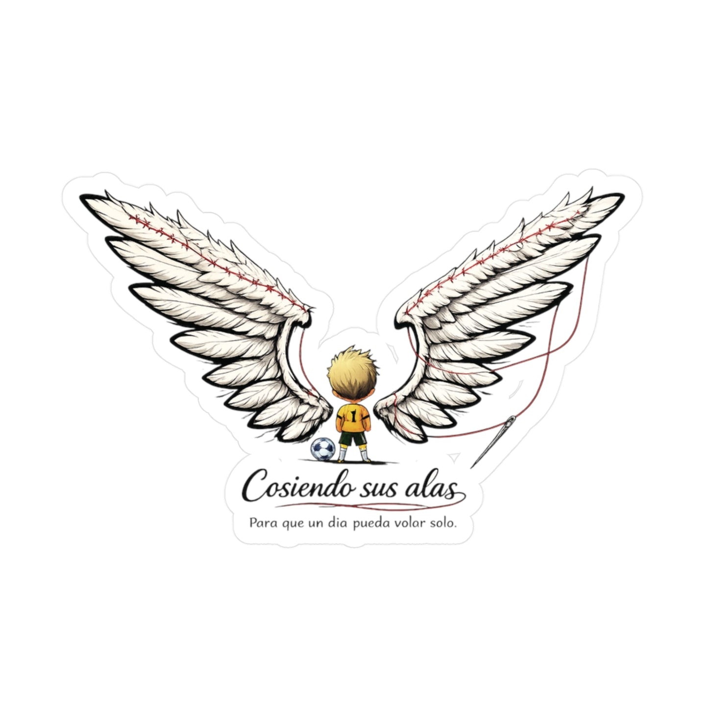 "Cosiendo sus Alas" Soccer Player Waterproof Kiss-Cut Vinyl Decal