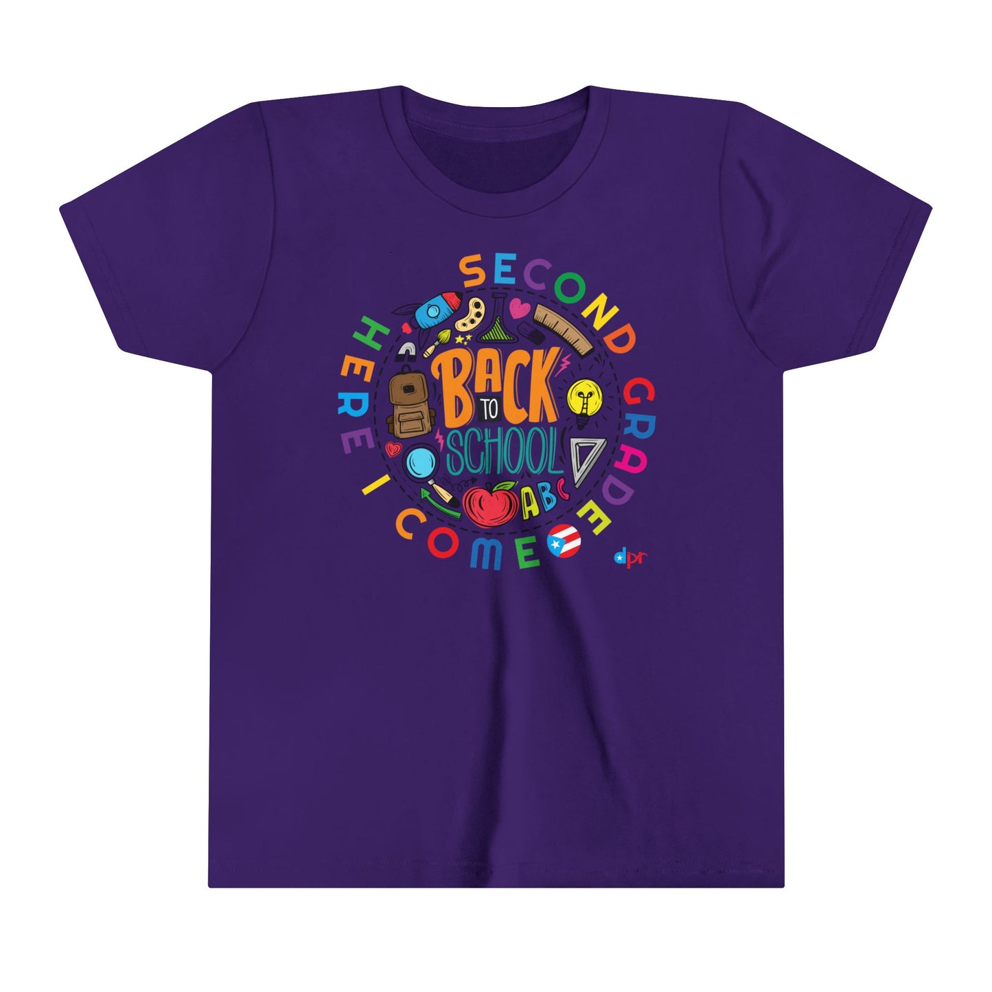 Second Grade Here I Come Back to Shool Boricua Youth Short Sleeve Tee