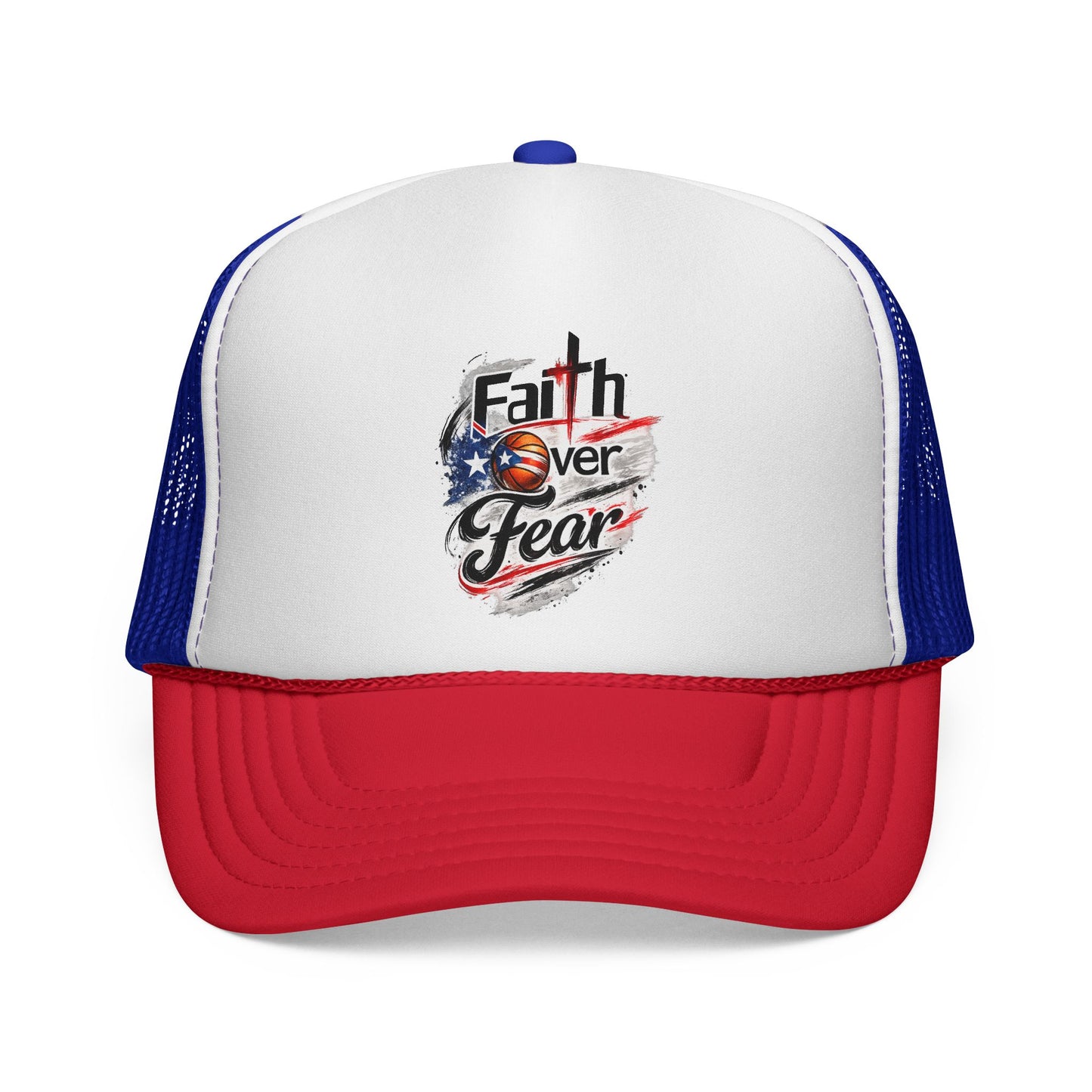 Faith Over Fear Christian Basketball | Puerto Rican Flag Trucker Caps FREE SHIPPING