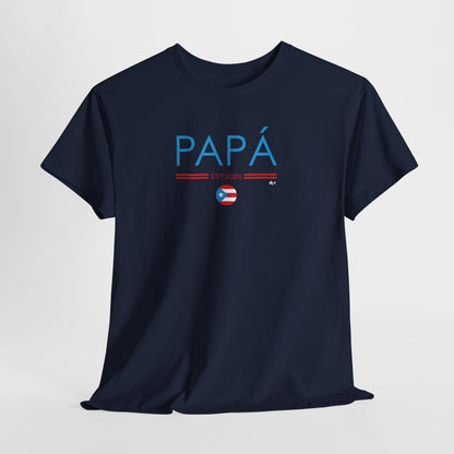 Papá EST. 2026 Puerto Rican Flag Unisex Heavy Cotton Tee