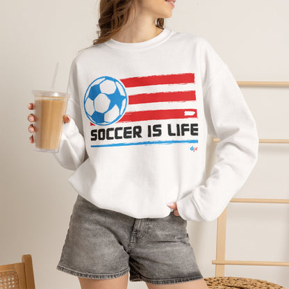 Soccer Is Life Puerto Rican Soccer Crewneck Sweatshirt | Unisex Heavy Blend™ Soccer Player & Fan Gift