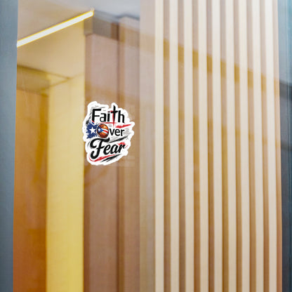 Faith Over Fear Christian Basketball Sticker | Puerto Rican Flag Waterproof Kiss-Cut Vinyl Decal