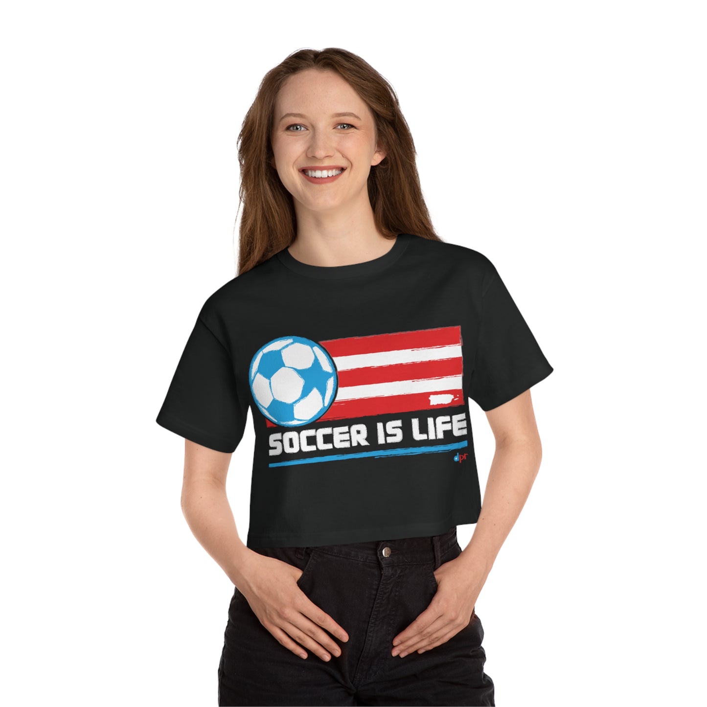 Puerto Rico Soccer Is Life Women's Flowy Cropped Tee | Boricua Soccer Shirt